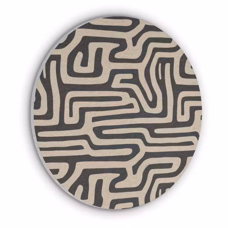 Grafisch - Lijnen - Zwart Akoestische PET Vilt - Rond klein 838 -3d
