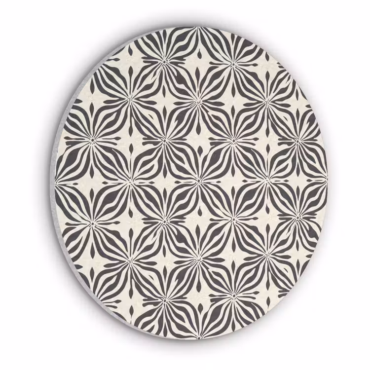 Grafisch - Patroon - Zwart Akoestische PET Vilt - Rond klein 838 -3d