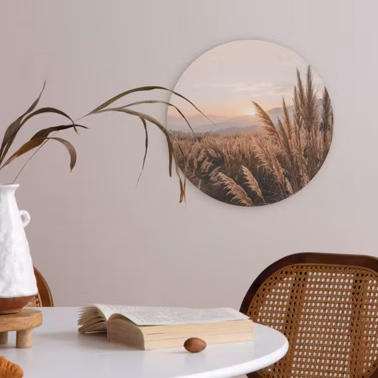 Gras - Veld - Zon - Natuur Akoestische PET Vilt - Rond klein -sfeer3