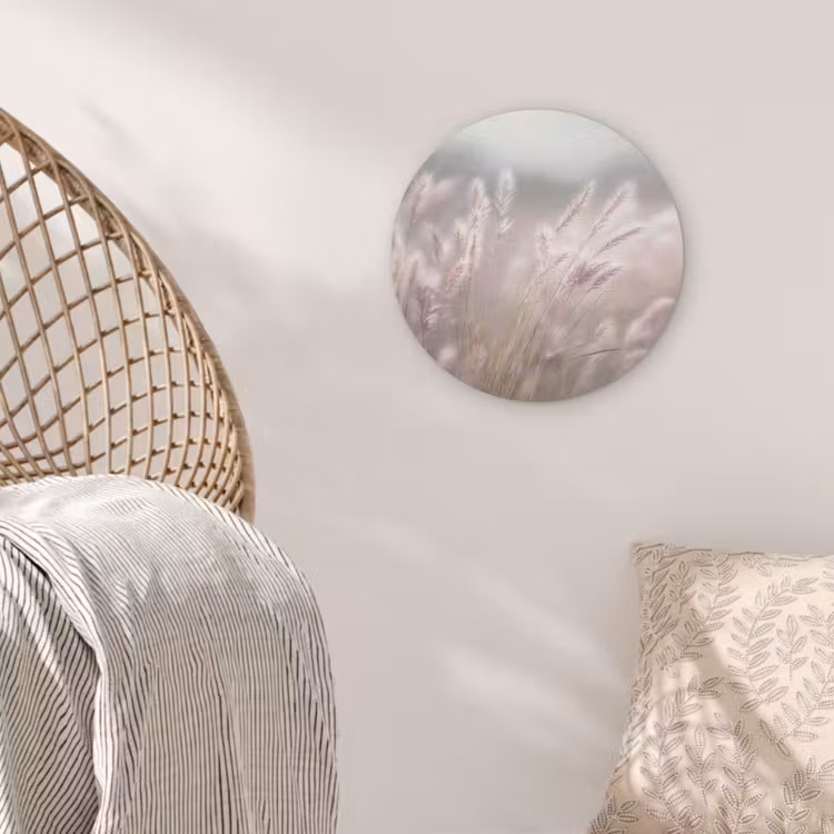 Graspluimen - Wind - Beige - Mistig Akoestische PET Vilt - Rond klein -sfeer4
