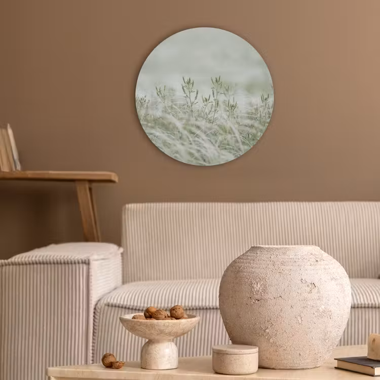 Grassen - Minimalistisch - Groen Akoestische PET Vilt - Rond klein -sfeer1