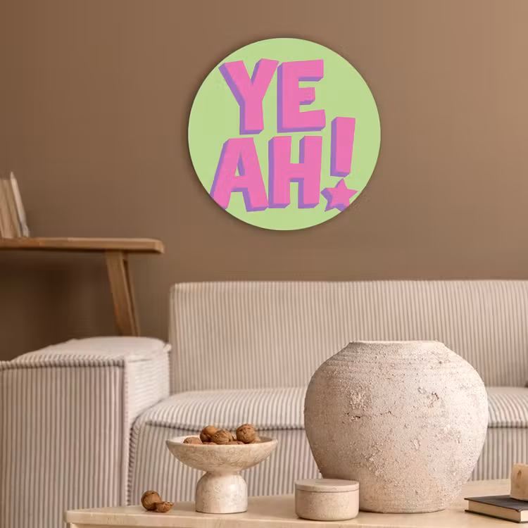 Groen - Neon - Quote Akoestische PET Vilt - Rond klein -sfeer1