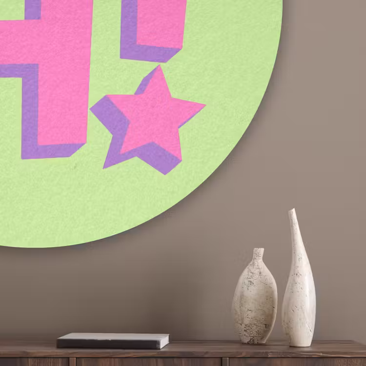 Groen - Neon - Quote Akoestische PET Vilt - Rond klein -sfeer5_closeup