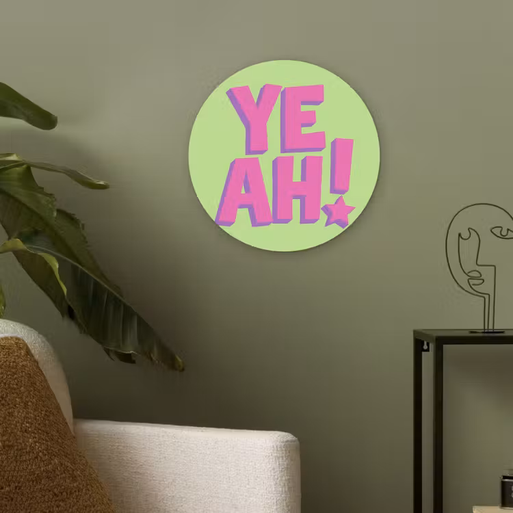 Groen - Neon - Quote Akoestische PET Vilt - Rond klein -sfeer2