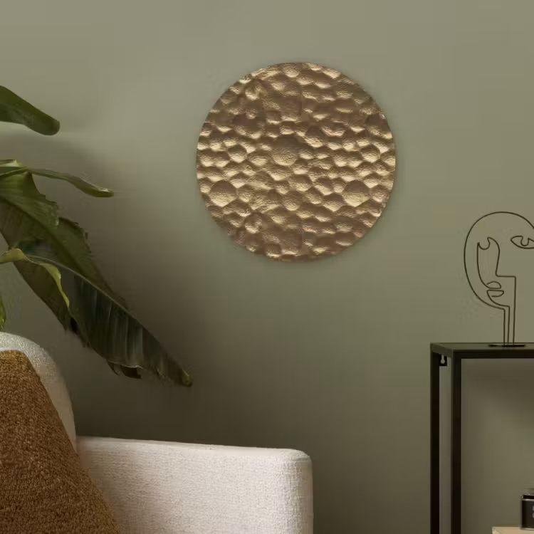 Gehamerd - Reliëf - Textuur - Bronsgoud Akoestische PET Vilt - Rond klein 838 -sfeer2