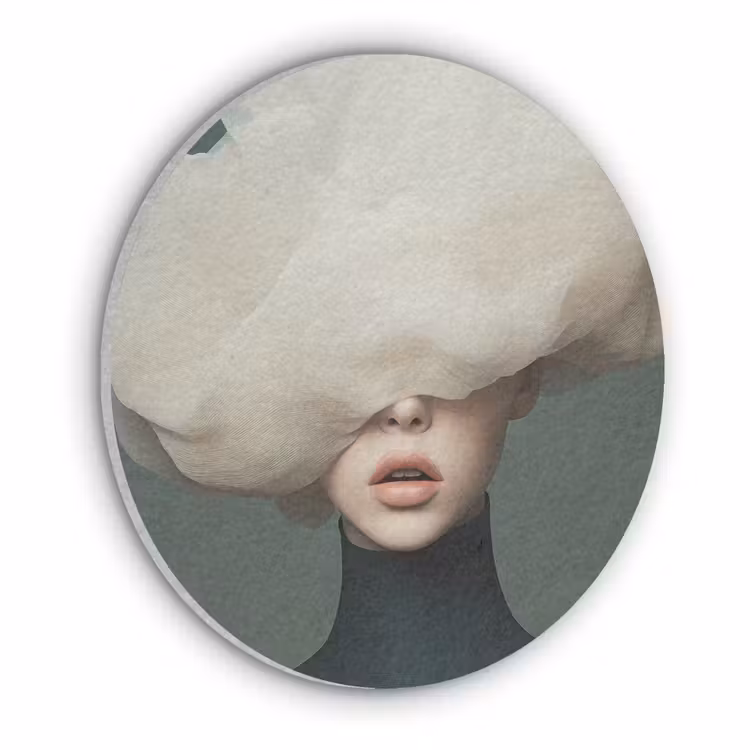 Hoed - Vrouw - Beige Akoestische PET Vilt - Rond klein -3d