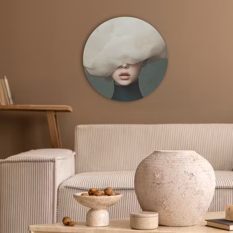 Hoed - Vrouw - Beige Akoestische PET Vilt - Rond klein -sfeer1