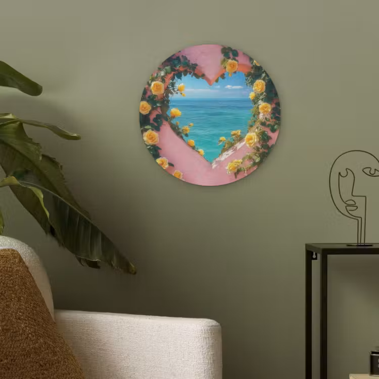 Hart - Zee - Muur Akoestische PET Vilt - Rond klein -sfeer2