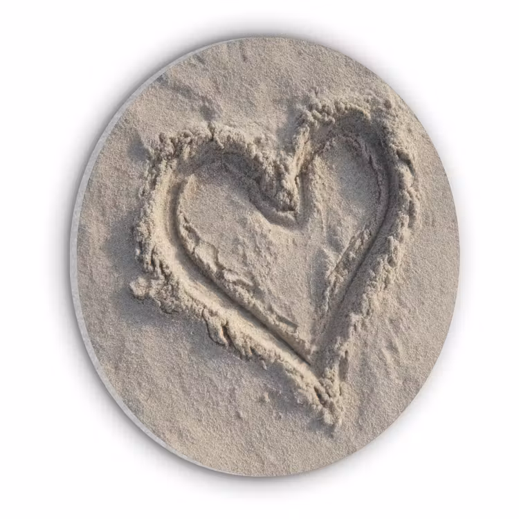 Hartvorm - Getekend - Beige - Zand Akoestische PET Vilt - Rond klein -3d