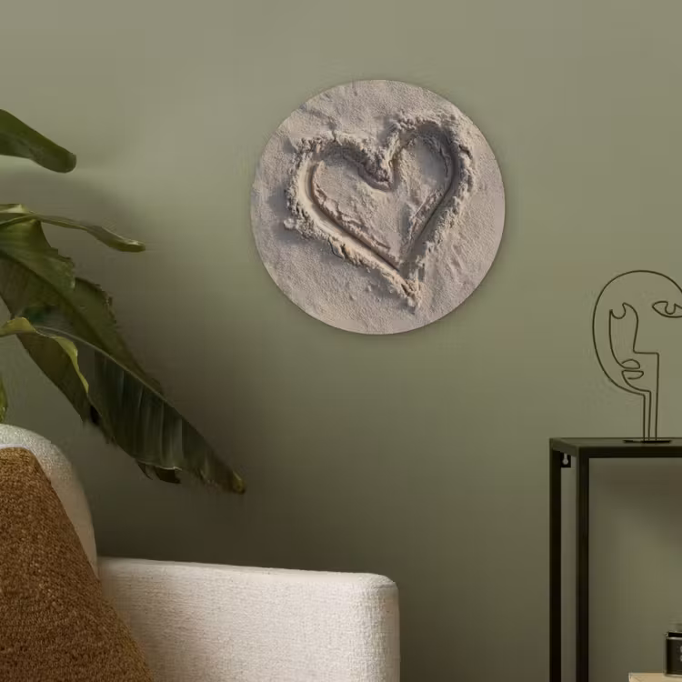 Hartvorm - Getekend - Beige - Zand Akoestische PET Vilt - Rond klein -sfeer2