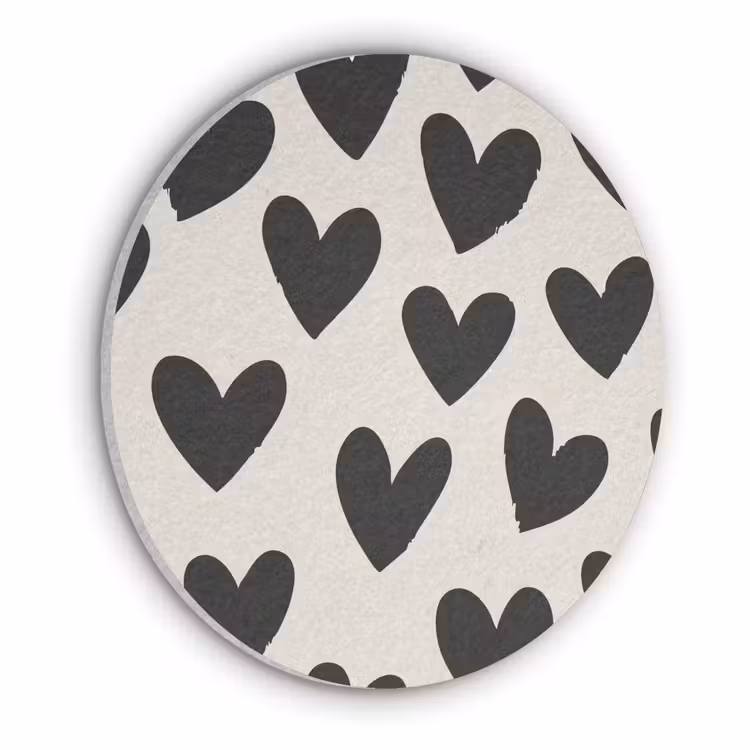 Hartjes - Zwart - Beige Akoestische PET Vilt - Rond klein -3d
