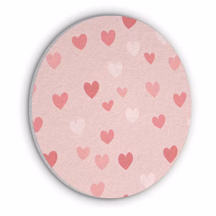 Hartjes - Patroon - Roze - Eenvoudig Akoestische PET Vilt - Rond klein -3d