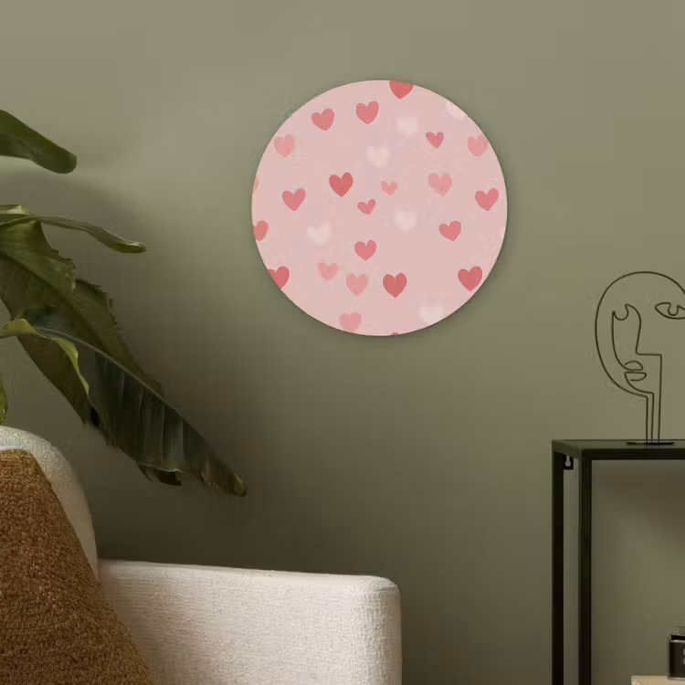 Hartjes - Patroon - Roze - Eenvoudig Akoestische PET Vilt - Rond klein -sfeer2