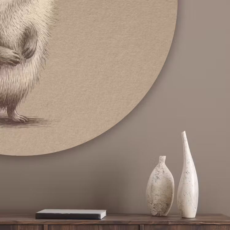 Egel - Snuitje - Bruin - Stekels Akoestische PET Vilt - Rond klein -sfeer5_closeup