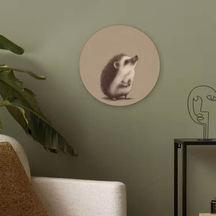 Egel - Snuitje - Bruin - Stekels Akoestische PET Vilt - Rond klein -sfeer2