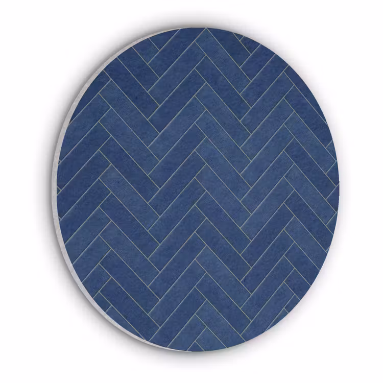 Visgraat - Wandtegel - Donkerblauw - Navy Blue Akoestische PET Vilt - Rond klein 838 -3d