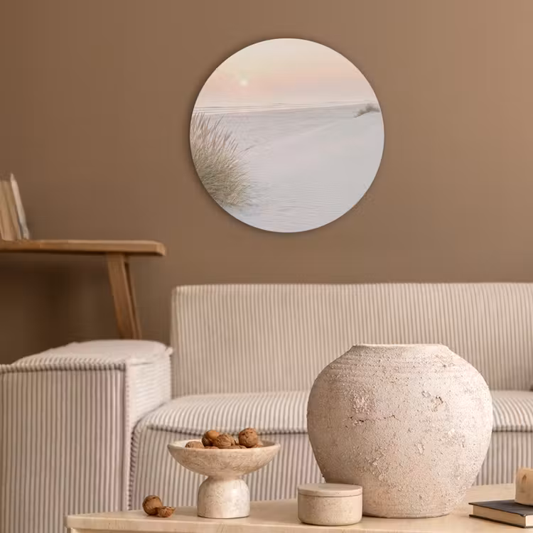 Horizon - Duinlandschap - Zand Akoestische PET Vilt - Rond klein -sfeer1