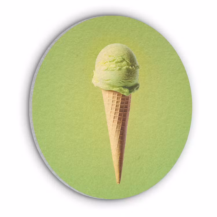 Hoorntje - Schepijs - Groen Akoestische PET Vilt - Rond klein -3d