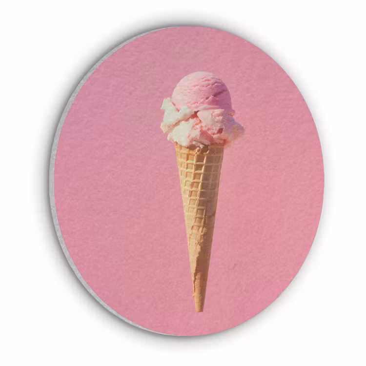 Hoorntje - Schepijs - Roze Akoestische PET Vilt - Rond klein -3d