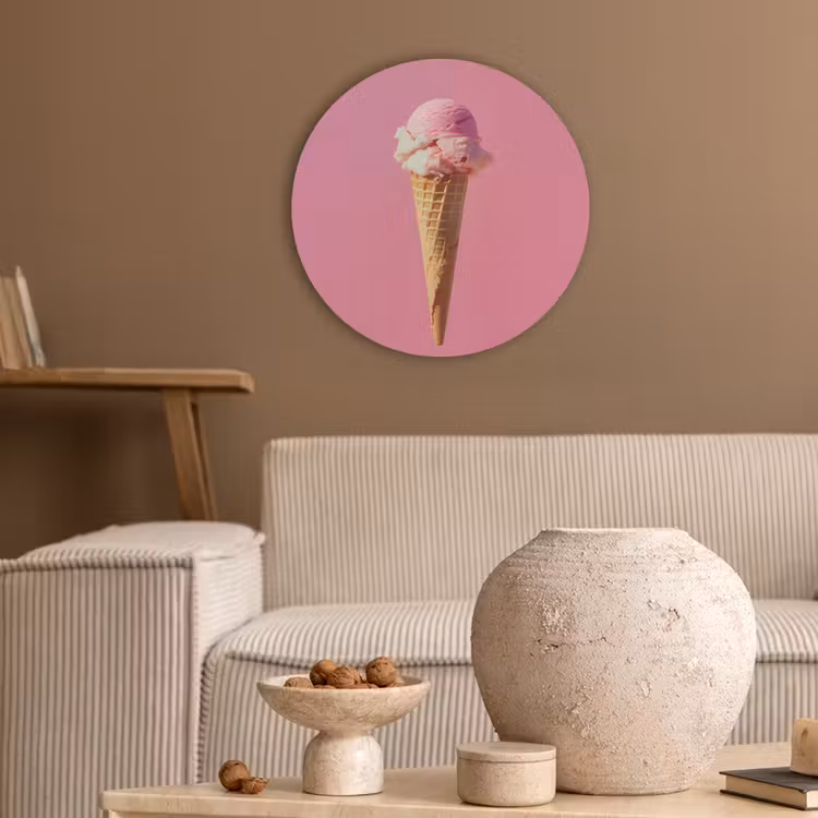 Hoorntje - Schepijs - Roze Akoestische PET Vilt - Rond klein -sfeer1