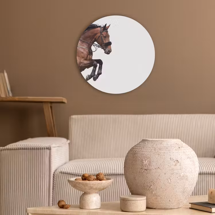 Paard - Springen - Modern Akoestische PET Vilt - Rond klein -sfeer1