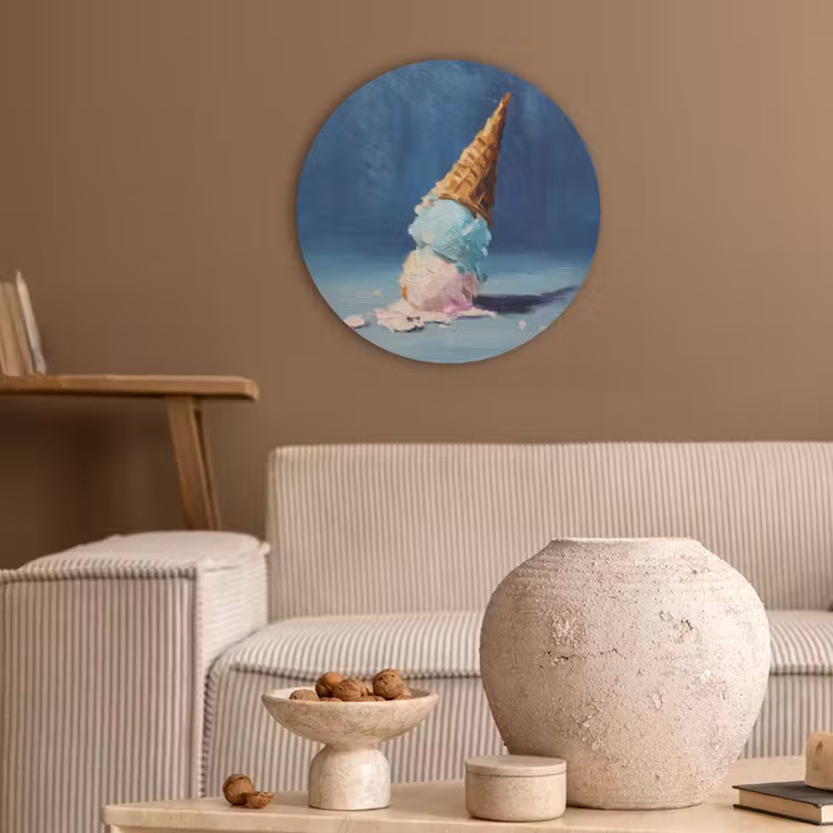 Ijshoorn - Bolletjes - Smelt - Roze Akoestische PET Vilt - Rond klein -sfeer1