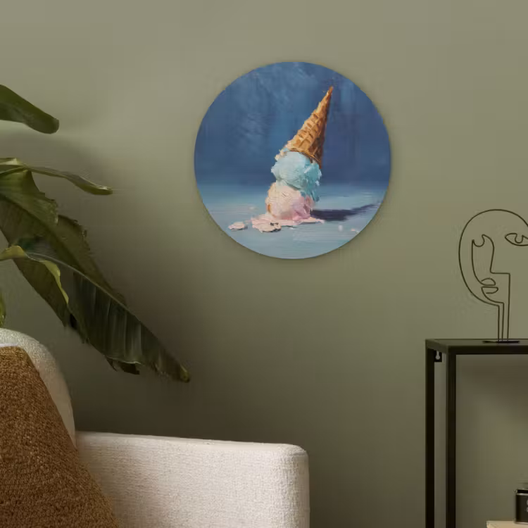 Ijshoorn - Bolletjes - Smelt - Roze Akoestische PET Vilt - Rond klein -sfeer2