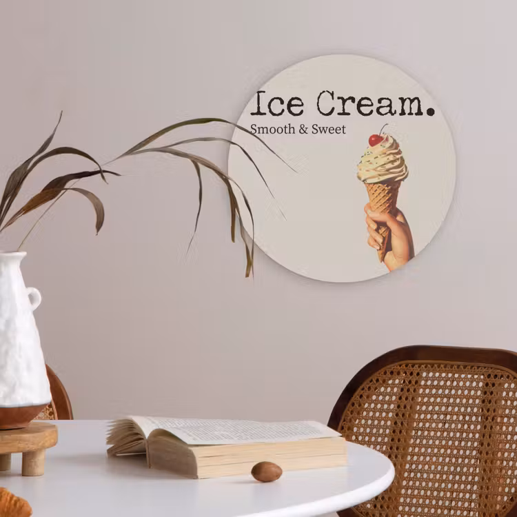 Ice cream - Softijs - Kleurrijk - Kers Akoestische PET Vilt - Rond klein -sfeer3