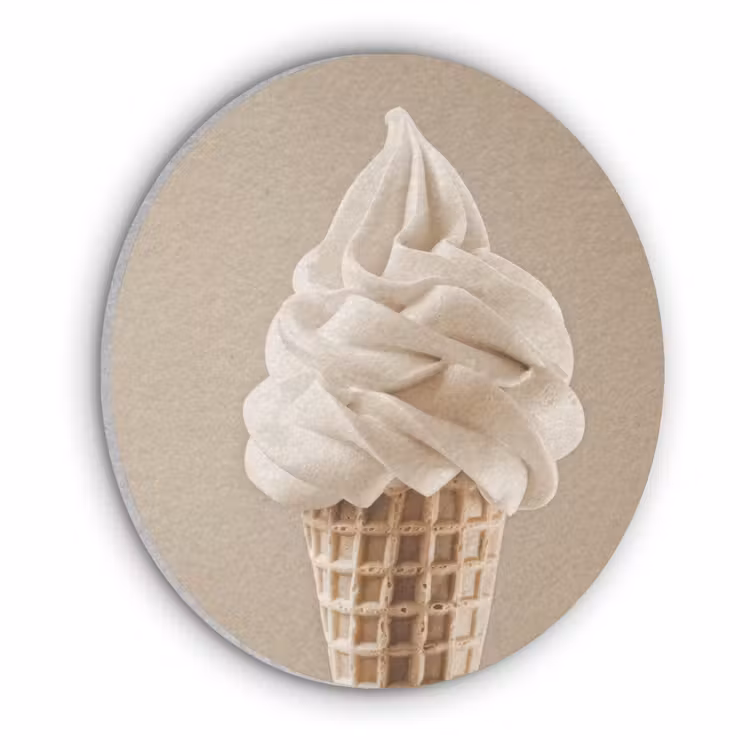 IJs - Softijs - Romig - Hoorntje - Beige Akoestische PET Vilt - Rond klein -3d