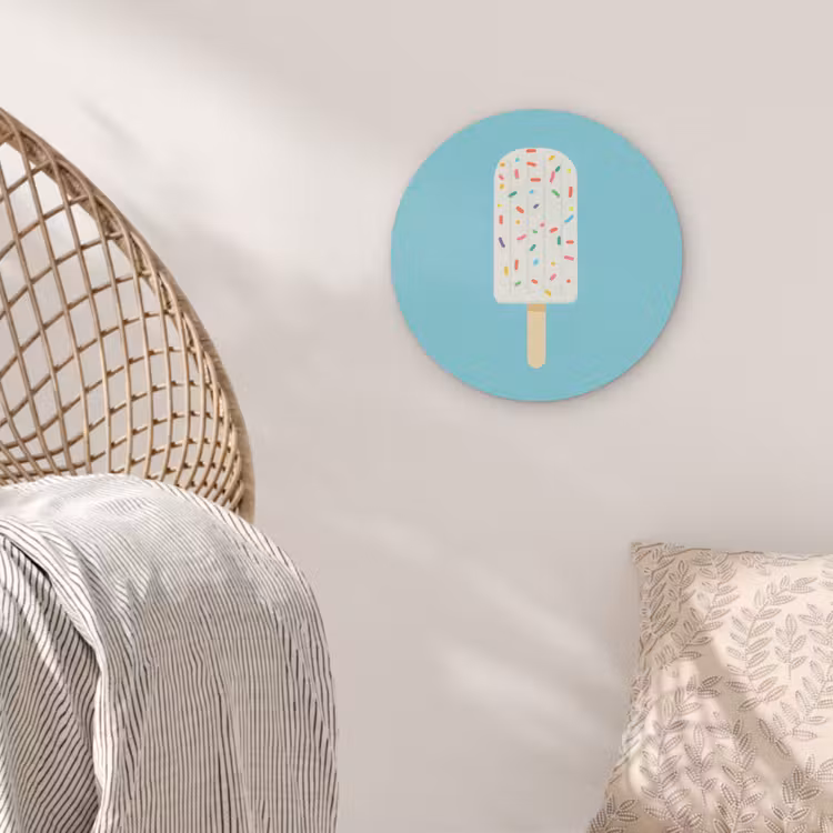 Ijsje - Stokje - Sprinkles - Lichtblauw Akoestische PET Vilt - Rond klein -sfeer4