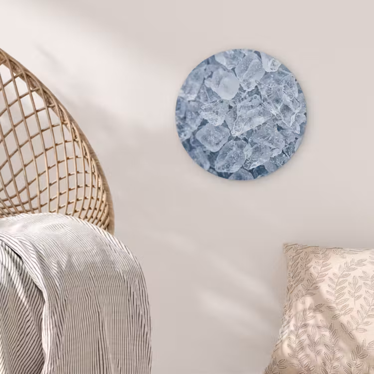 Ijsblokjes - Water - Blauw Akoestische PET Vilt - Rond klein -sfeer4