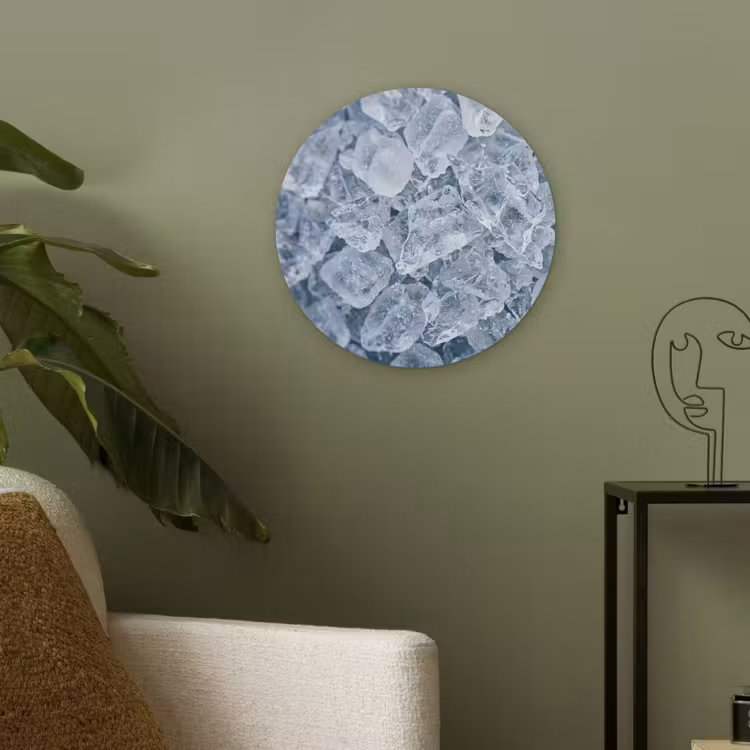 Ijsblokjes - Water - Blauw Akoestische PET Vilt - Rond klein -sfeer2