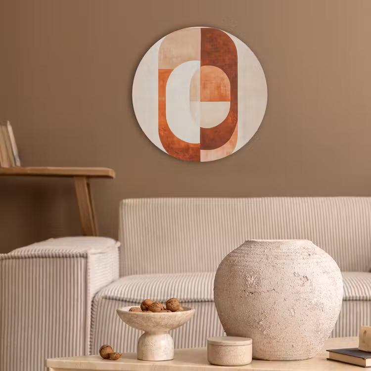 Illustratie - Abstract - Vormen - Rood Akoestische PET Vilt - Rond klein -sfeer1