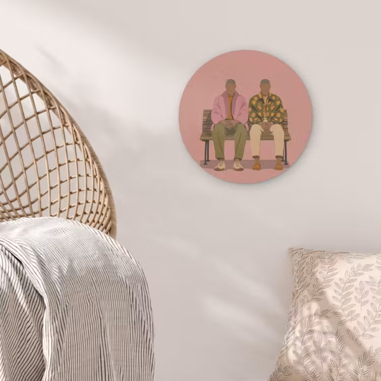 Illustratie - Bankje - Personen - Minimalistisch Akoestische PET Vilt - Rond klein -sfeer4