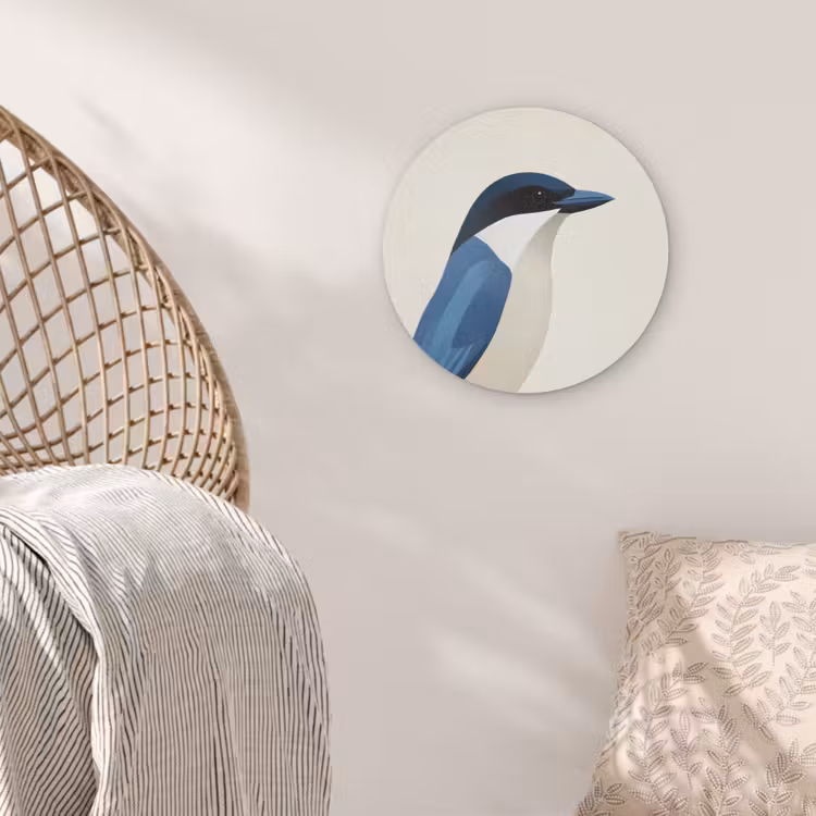 Illustratie - Blauw - Vogel Akoestische PET Vilt - Rond klein -sfeer4