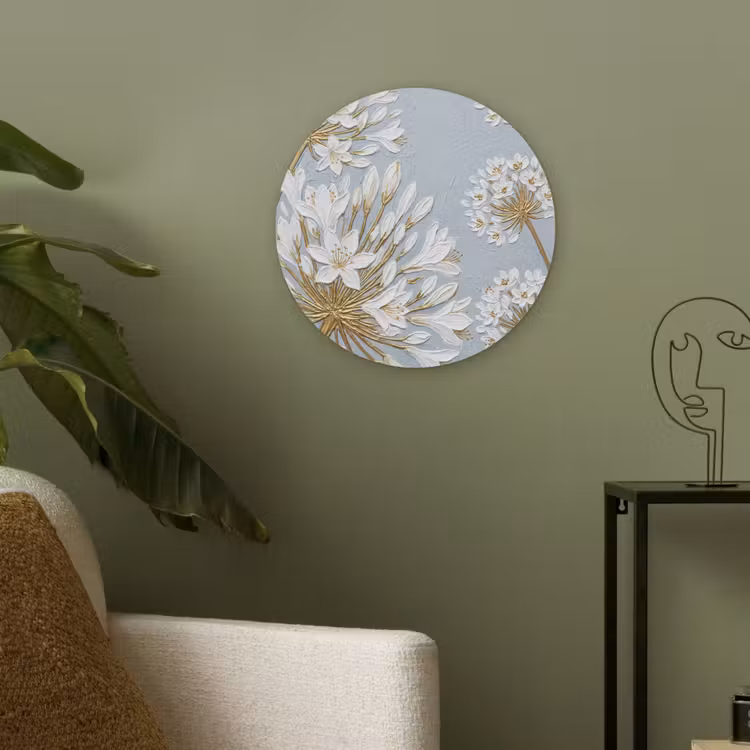Illustratie - Bloemen - Blauw Akoestische PET Vilt - Rond klein -sfeer2