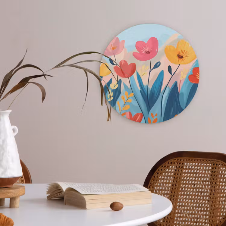 Illustratie - Bloemen - Kleurrijk Akoestische PET Vilt - Rond klein -sfeer3