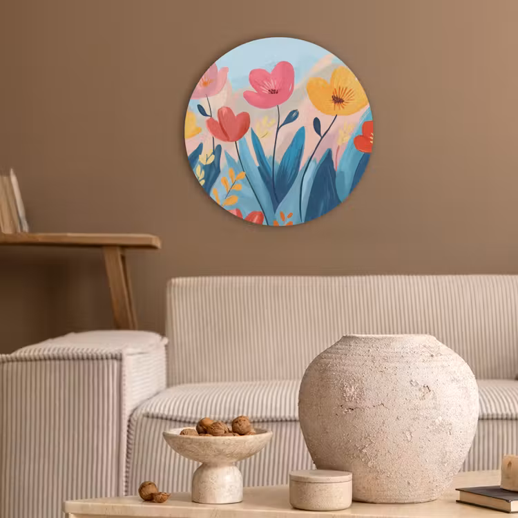 Illustratie - Bloemen - Kleurrijk Akoestische PET Vilt - Rond klein -sfeer1