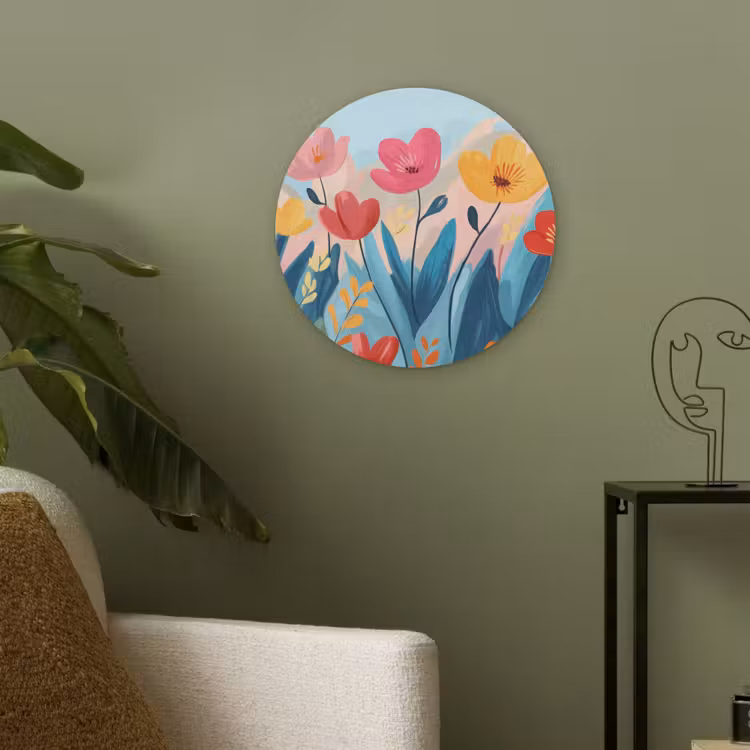 Illustratie - Bloemen - Kleurrijk Akoestische PET Vilt - Rond klein -sfeer2