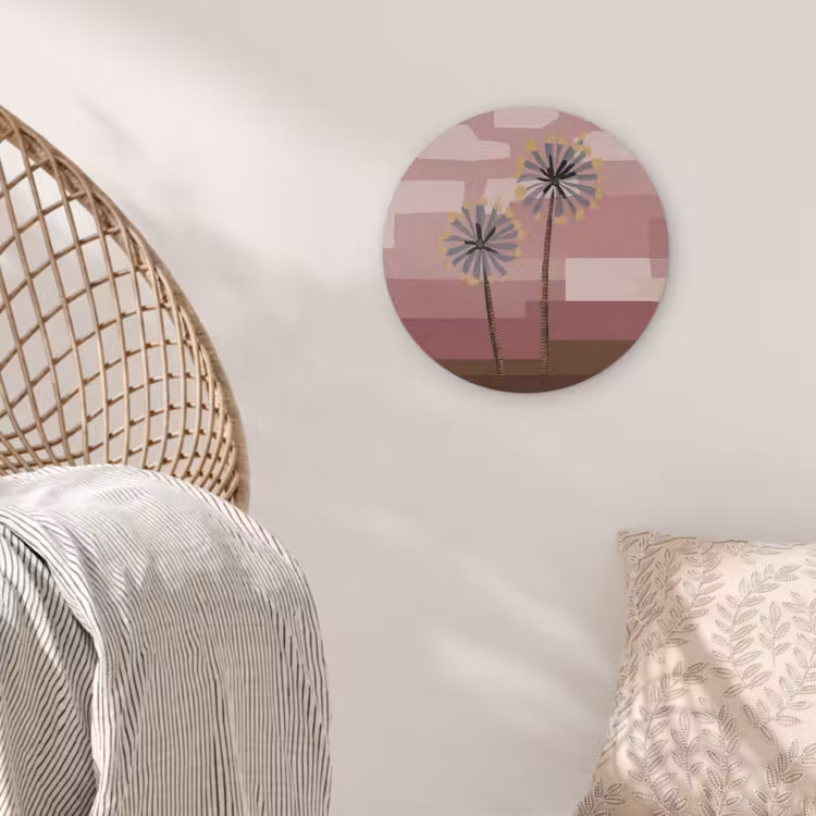 Illustratie - Bloemen - Vlakken - Abstract Akoestische PET Vilt - Rond klein -sfeer4