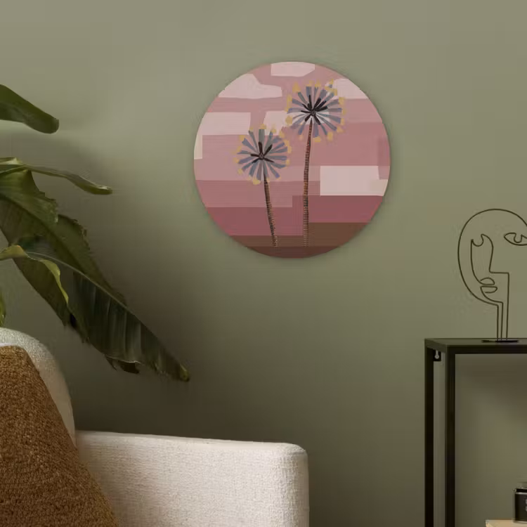 Illustratie - Bloemen - Vlakken - Abstract Akoestische PET Vilt - Rond klein -sfeer2