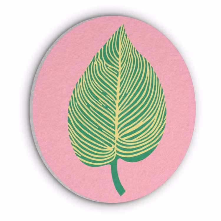 Illustratie - Blad - Minimalistisch - Groen Akoestische PET Vilt - Rond klein -3d