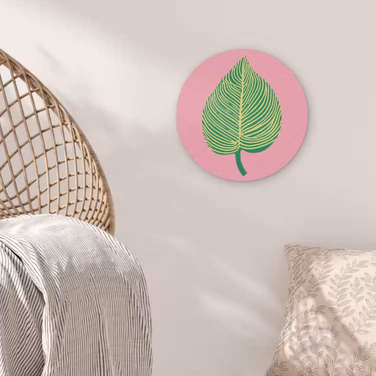 Illustratie - Blad - Minimalistisch - Groen Akoestische PET Vilt - Rond klein -sfeer4