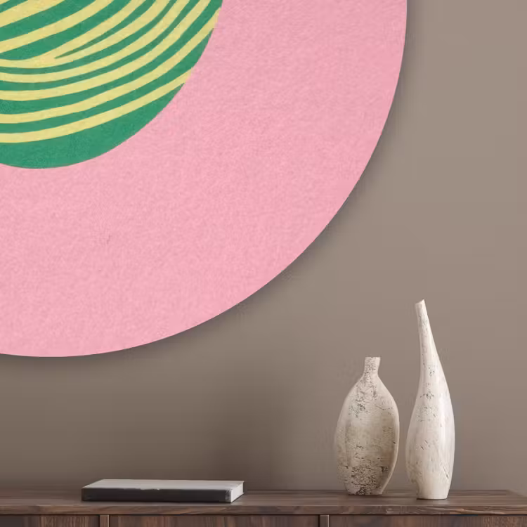 Illustratie - Blad - Minimalistisch - Groen Akoestische PET Vilt - Rond klein -sfeer5_closeup