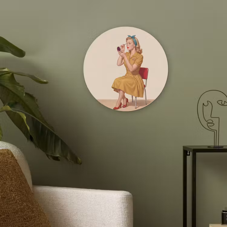 Illustratie - Mascara - Vrouw - Geel Akoestische PET Vilt - Rond klein -sfeer2