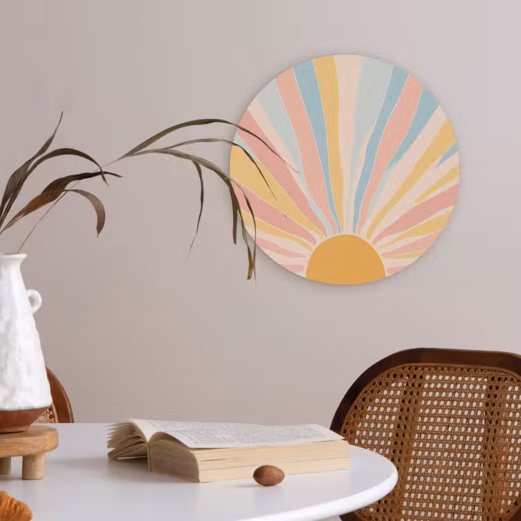Illustratie - Zon - Pastelkleuren Akoestische PET Vilt - Rond klein -sfeer3