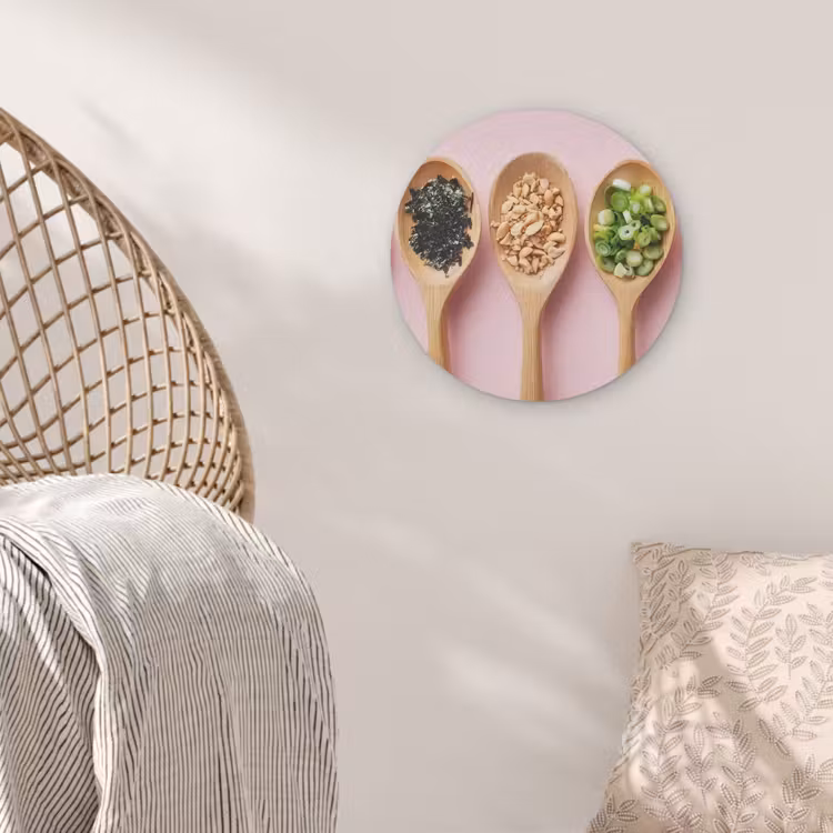 Ingrediënten - Lepels - Hout - Roze Akoestische PET Vilt - Rond klein -sfeer4
