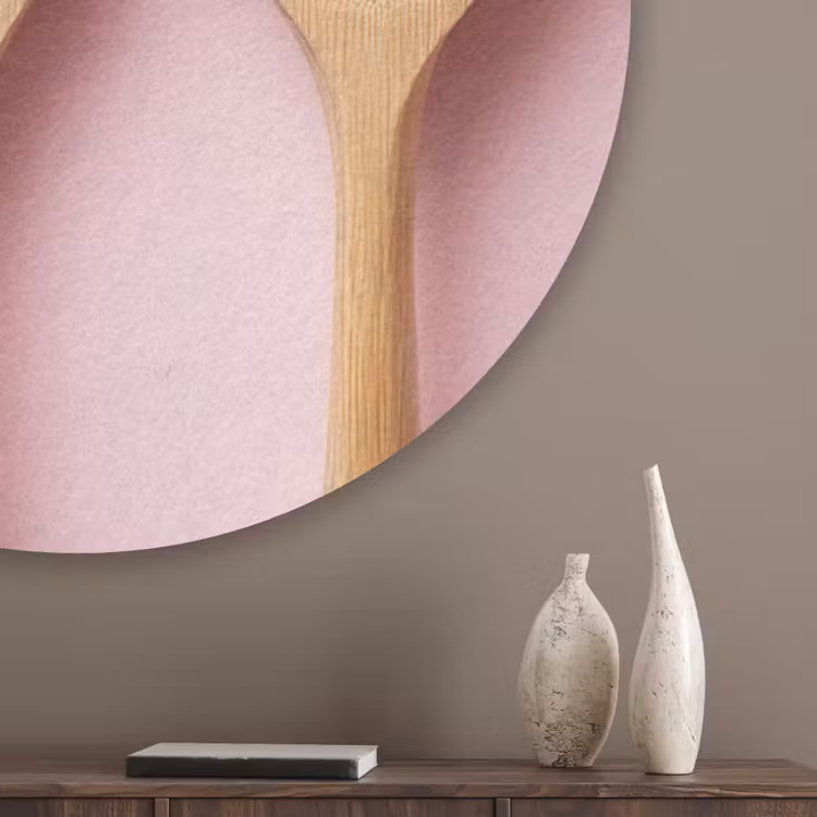 Ingrediënten - Lepels - Hout - Roze Akoestische PET Vilt - Rond klein -sfeer5_closeup