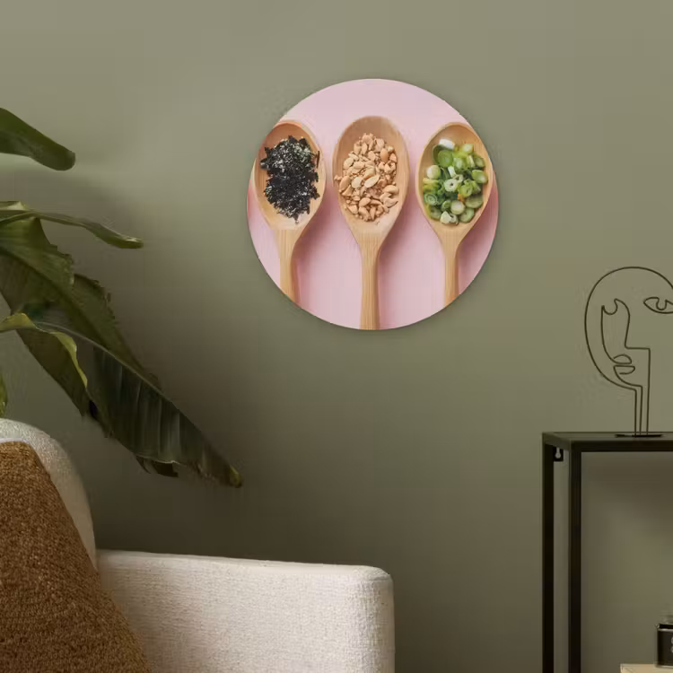 Ingrediënten - Lepels - Hout - Roze Akoestische PET Vilt - Rond klein -sfeer2