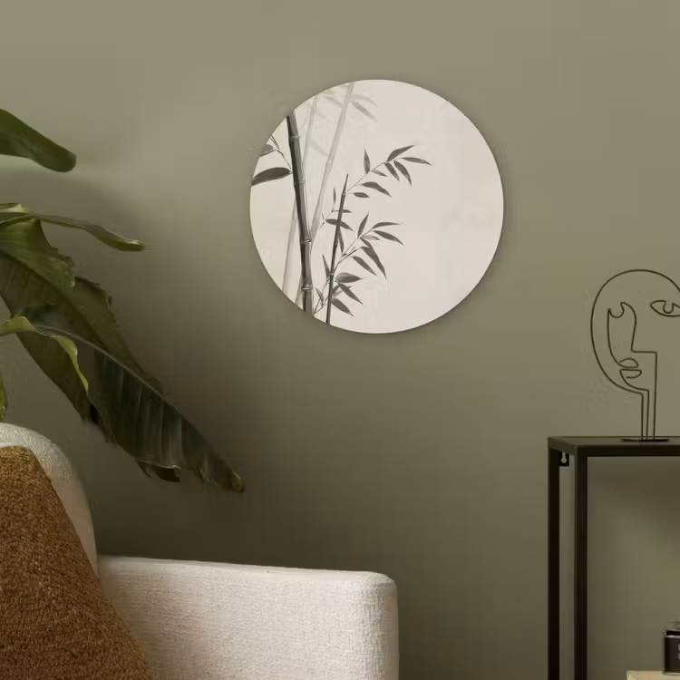 Japandi - Bamboe - Beige Akoestische PET Vilt - Rond klein -sfeer2